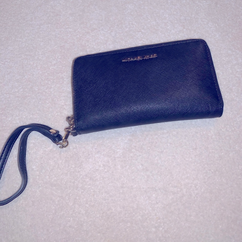 Michael Kors Black Leather Wristlet